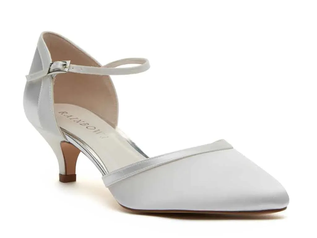Bridal Shoes By Rainbow Club, Ivory Satin, Low Heel Shoe, Brianna
