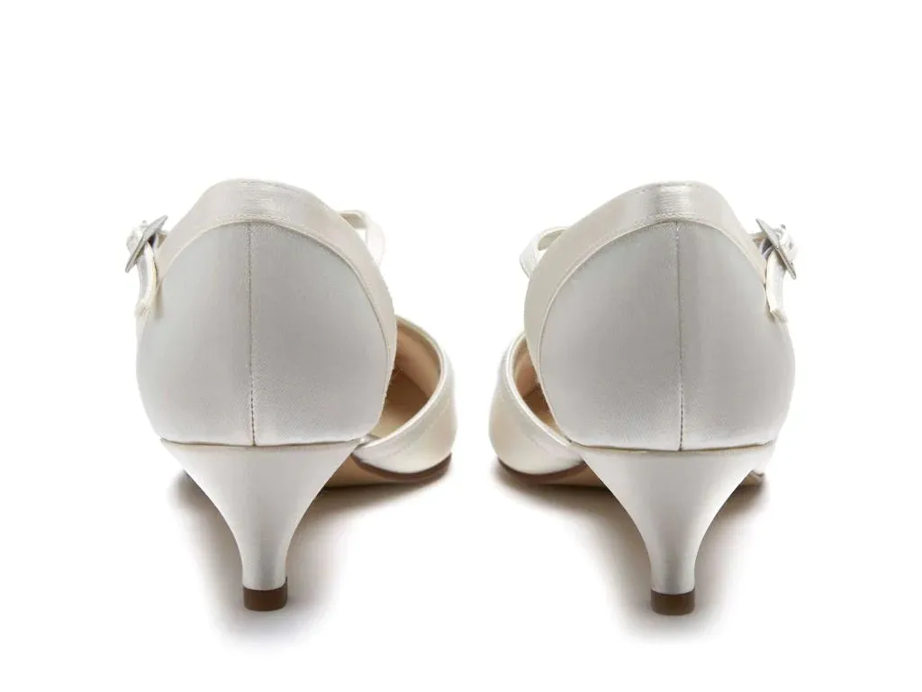 Bridal Shoes By Rainbow Club, Ivory Satin, Low Heel Shoe, Brianna