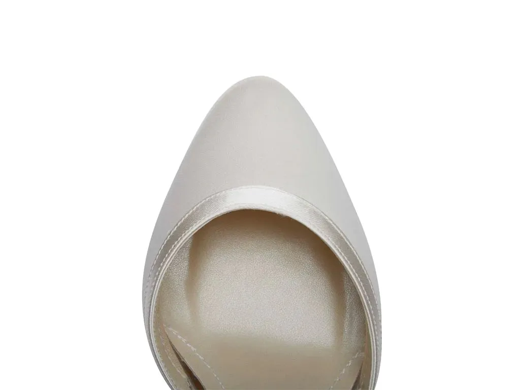 Bridal Shoes By Rainbow Club, Ivory Satin, Low Heel Shoe, Brianna
