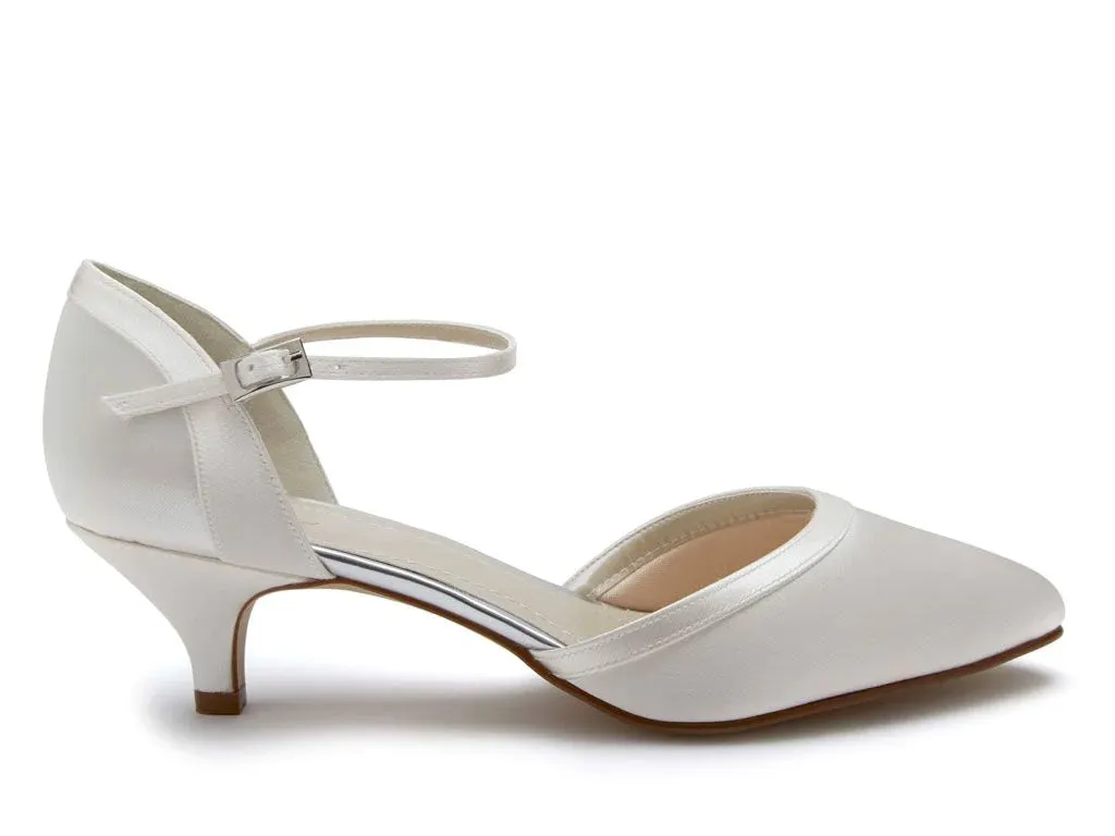 Bridal Shoes By Rainbow Club, Ivory Satin, Low Heel Shoe, Brianna