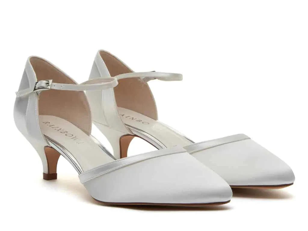 Bridal Shoes By Rainbow Club, Ivory Satin, Low Heel Shoe, Brianna