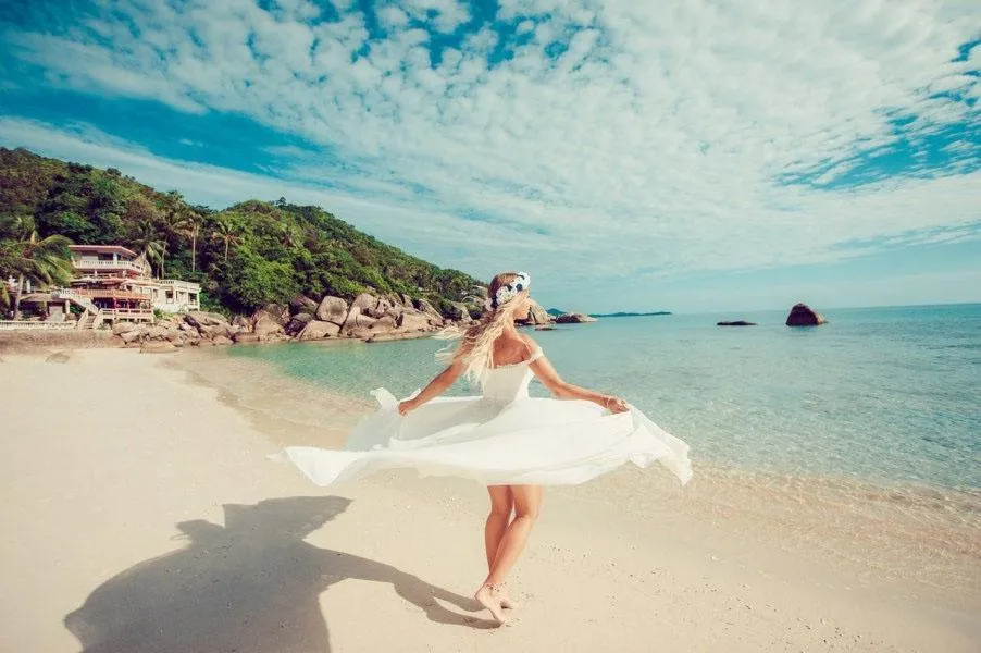 Casual Chiffon Off the Shoulder Long Off White Beach Wedding Dresses With Lace PFW0106