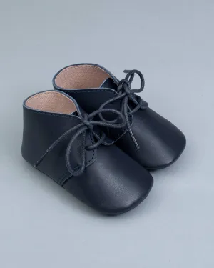 Daniel Navy Baby Boy Leather Crib Shoe