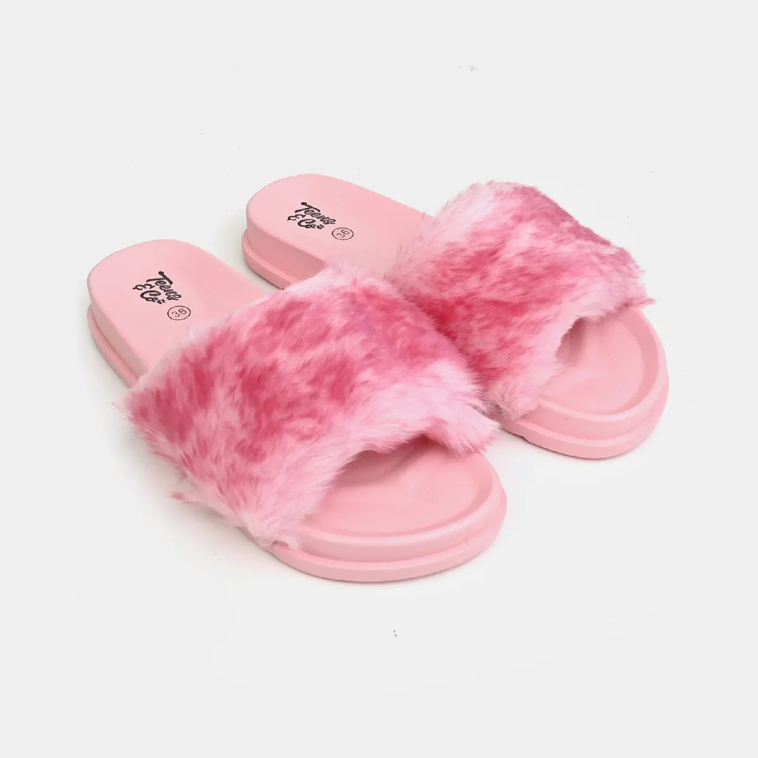 Teen Girls Fur Slipper CL-21-Pink